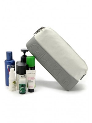 CK125*CALVIN KLEIN CANVAS TOILETRY POUCH (GREY)
